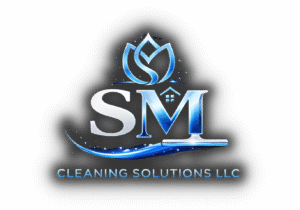 White and Blue Logo SM Cleaning Solutions LLC
