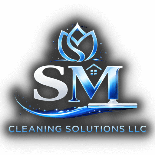 White and Blue Logo SM Cleaning Solutions LLC